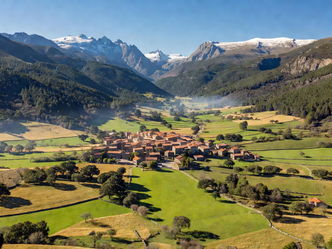 Pyrenees mountain valley surrounding Spanish town of Llivia