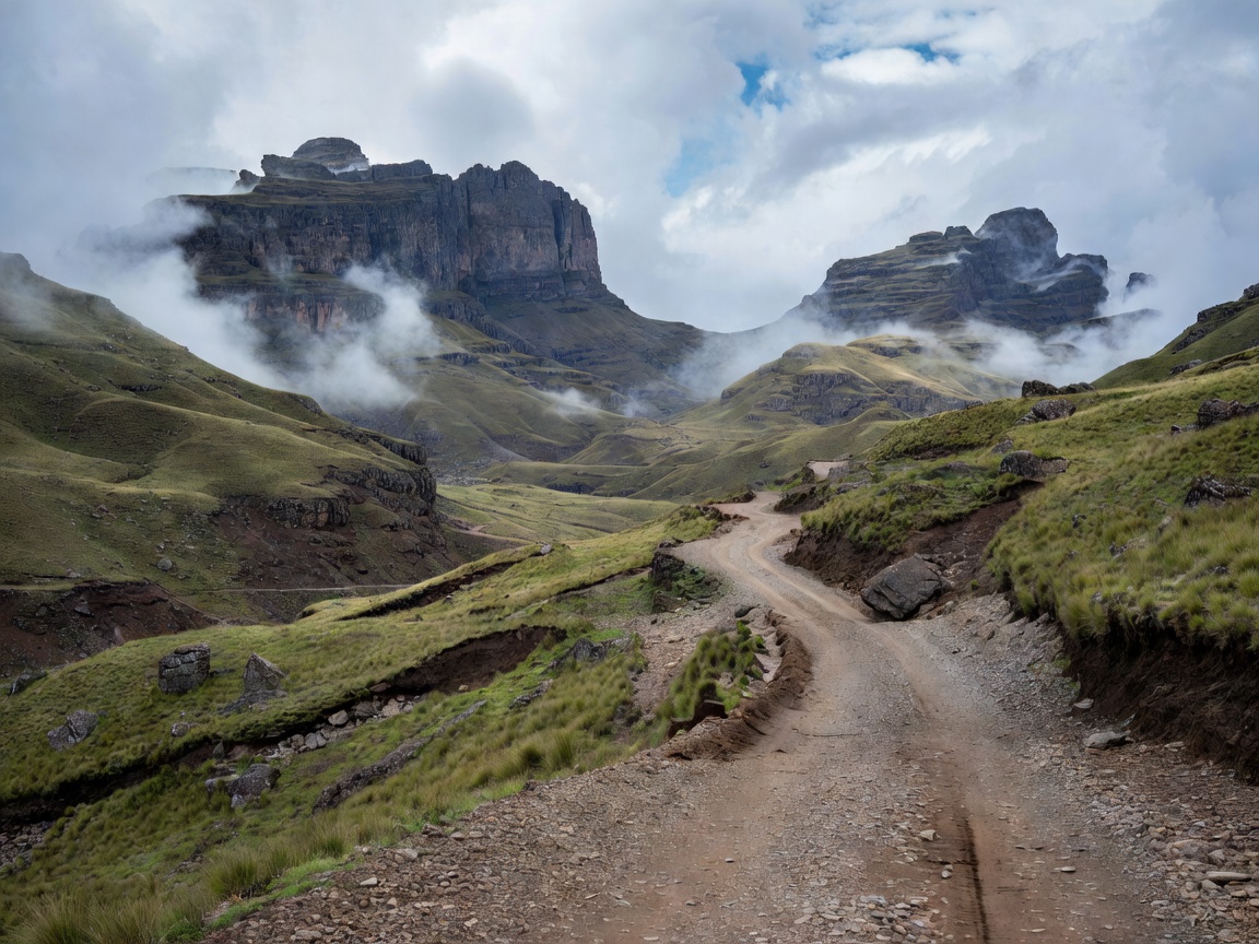 Rugged highlands and Maloti Mountains of Lesotho